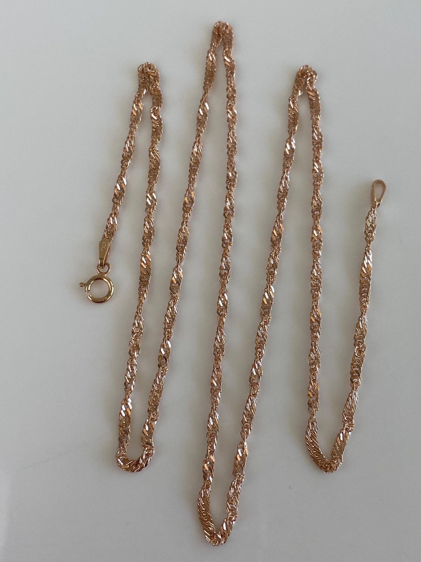 Vintage Solid 14k Rose Gold Twist Chain Necklace - 20 inches