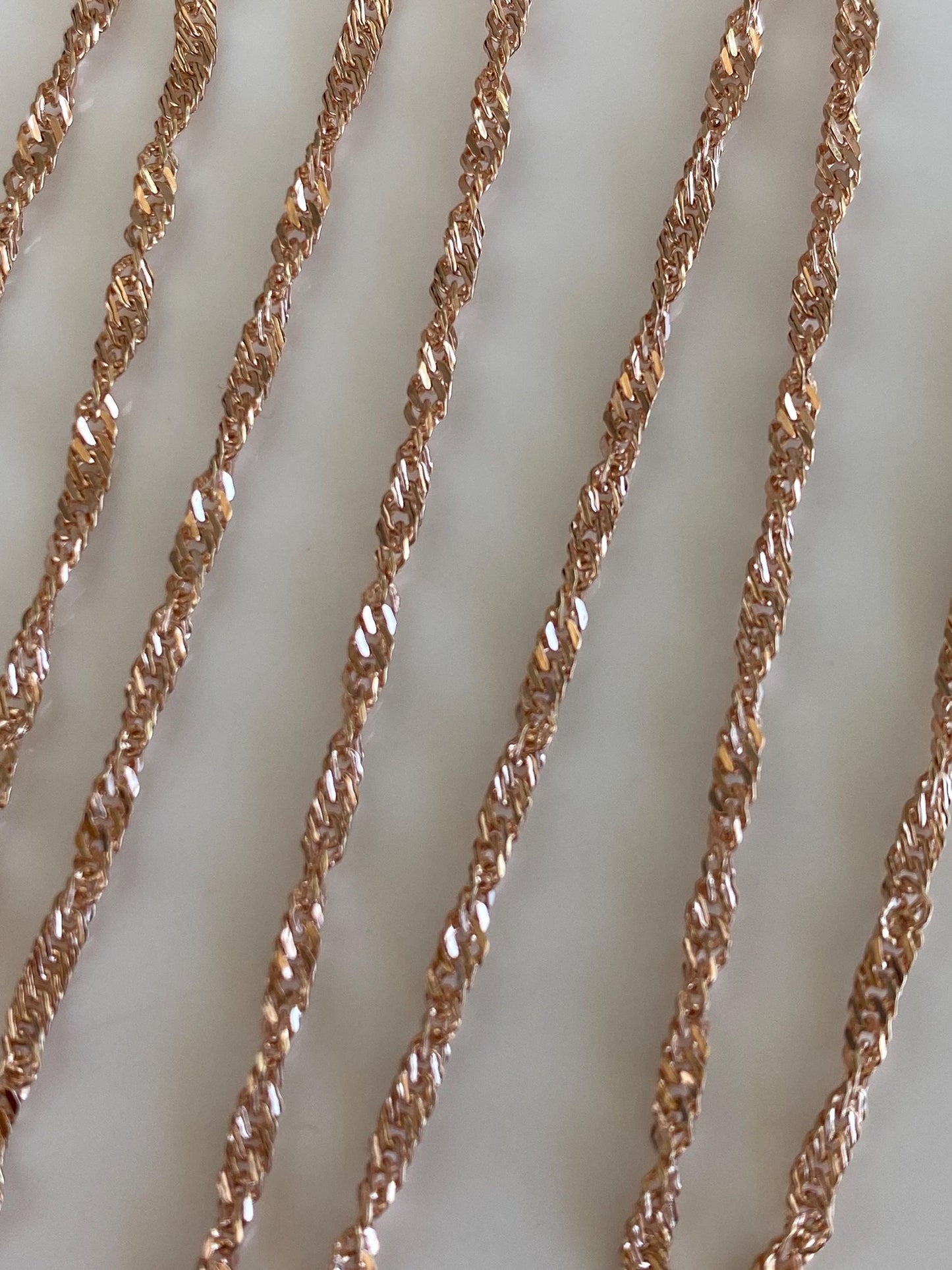 Vintage Solid 14k Rose Gold Twist Chain Necklace - 20 inches