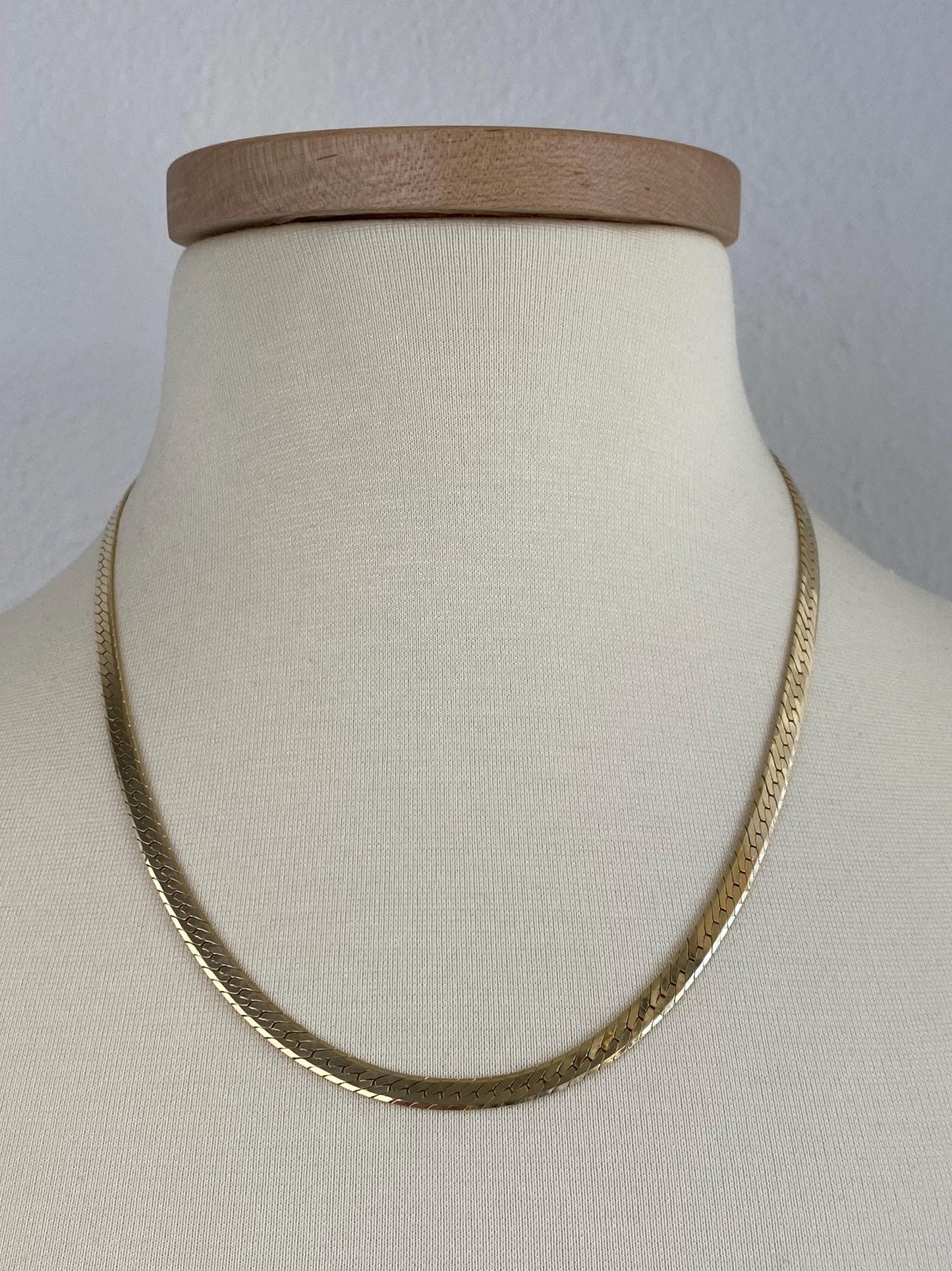 Vintage Solid 14k Yellow Gold Chunky Herringbone Chain Necklace - 20.25 inches