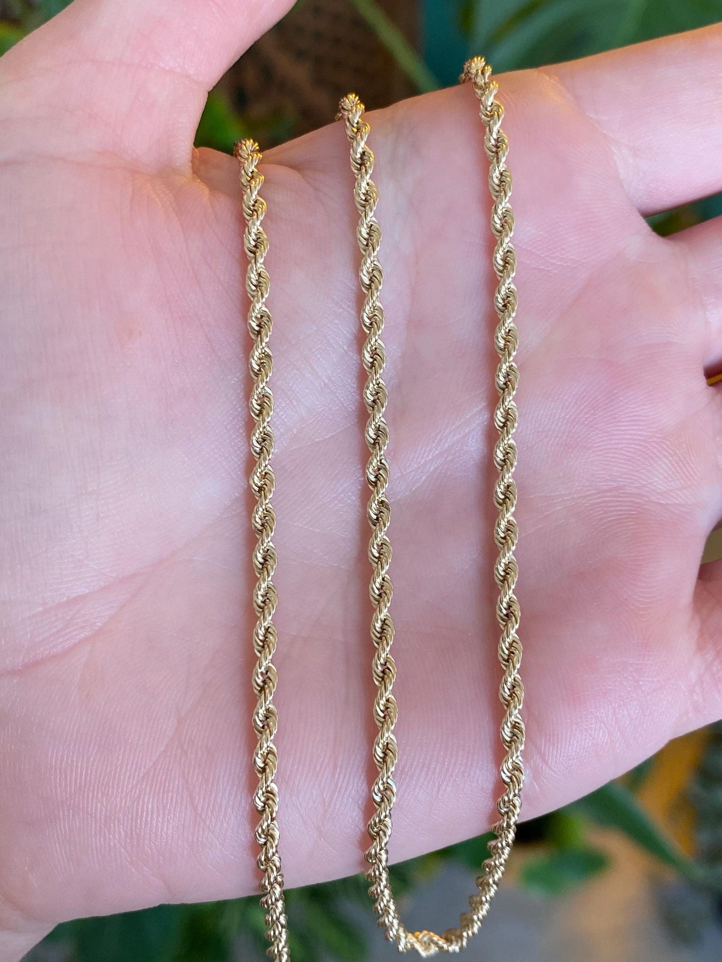Vintage Solid 10k Yellow Gold Rope Chain Necklace - 21.75inches