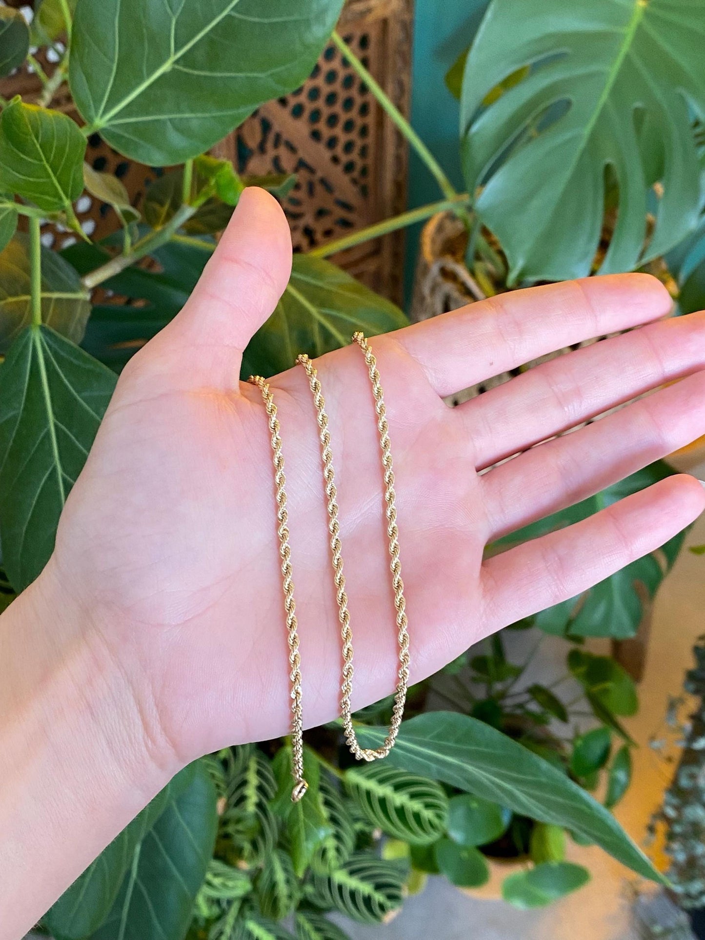 Vintage Solid 10k Yellow Gold Rope Chain Necklace - 21.75inches