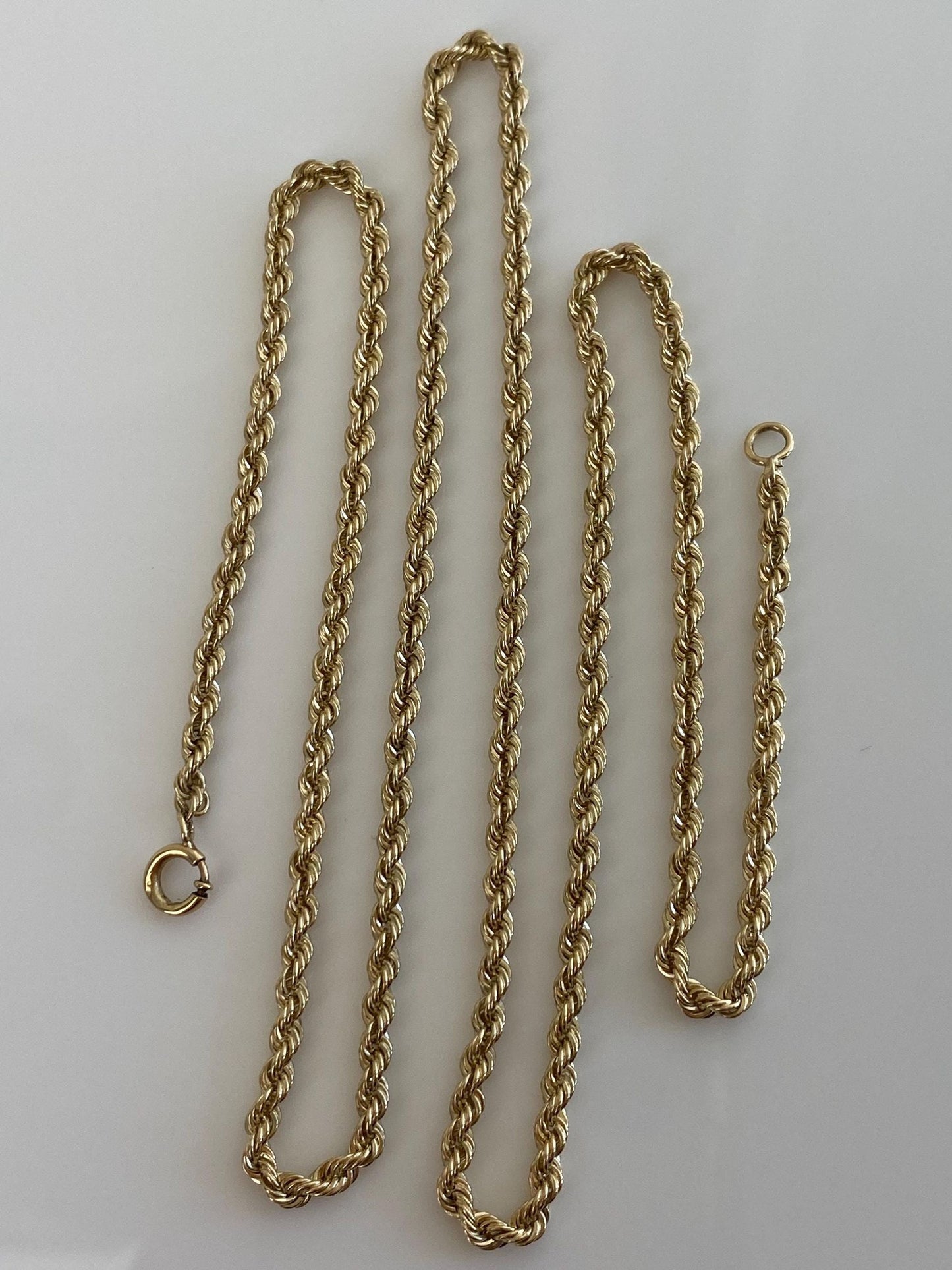 Vintage Solid 10k Yellow Gold Rope Chain Necklace - 21.75inches