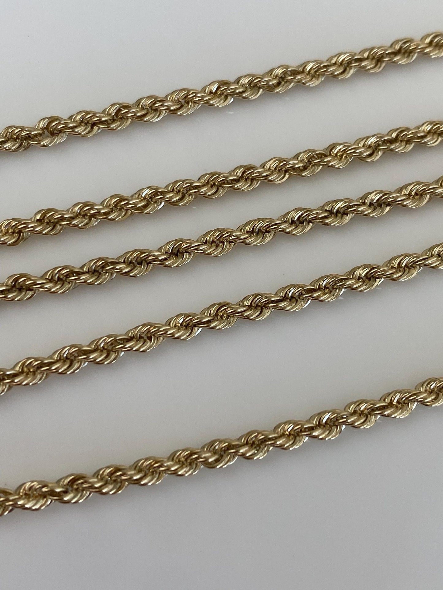 Vintage Solid 10k Yellow Gold Rope Chain Necklace - 21.75inches