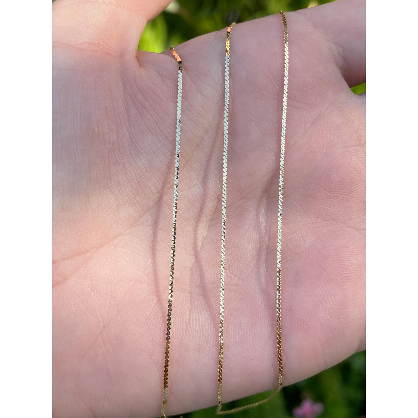 Vintage Solid 14k Yellow Gold Long Serpentine Chain Necklace - 32 inches