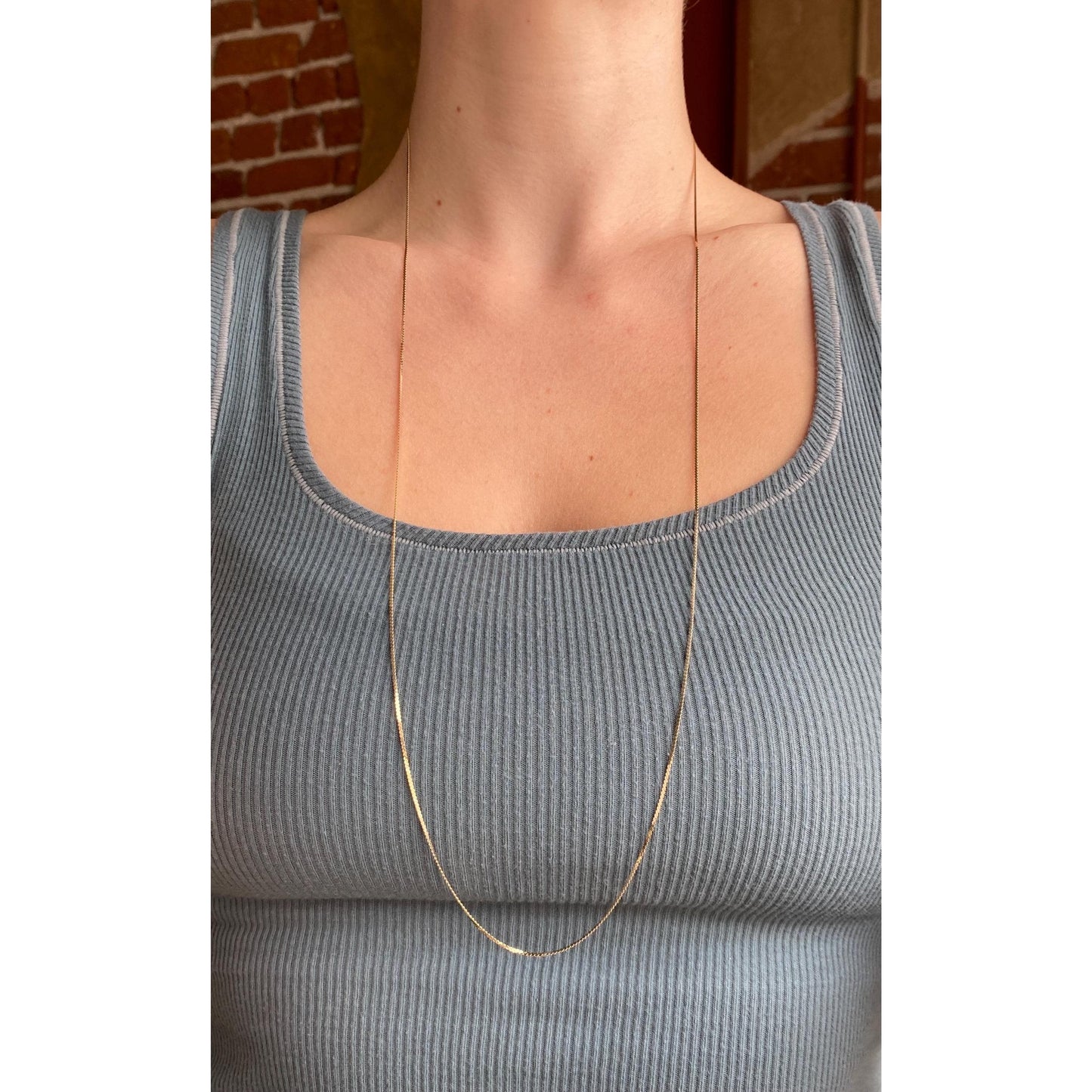 Vintage Solid 14k Yellow Gold Long Serpentine Chain Necklace - 32 inches