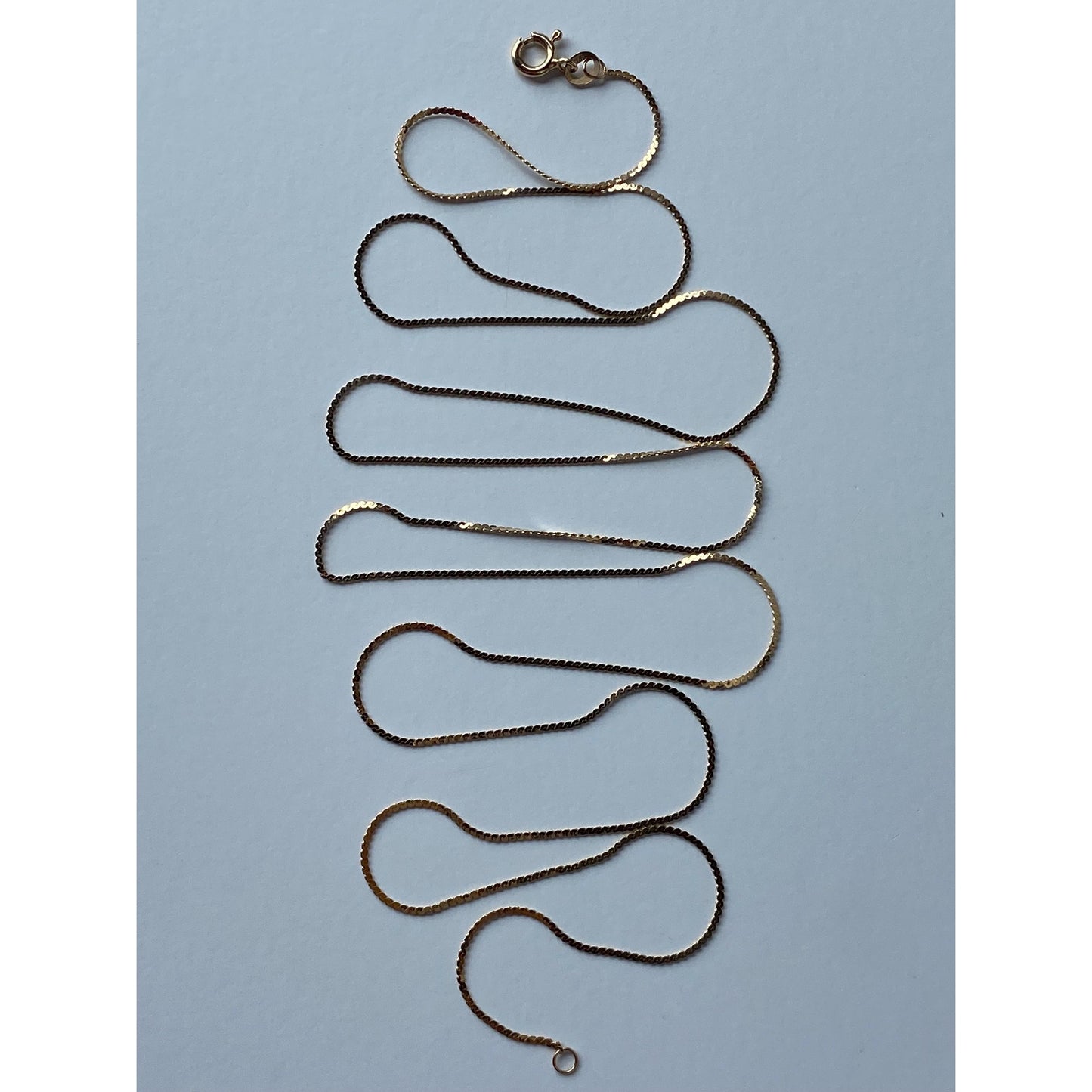 Vintage Solid 14k Yellow Gold Long Serpentine Chain Necklace - 32 inches