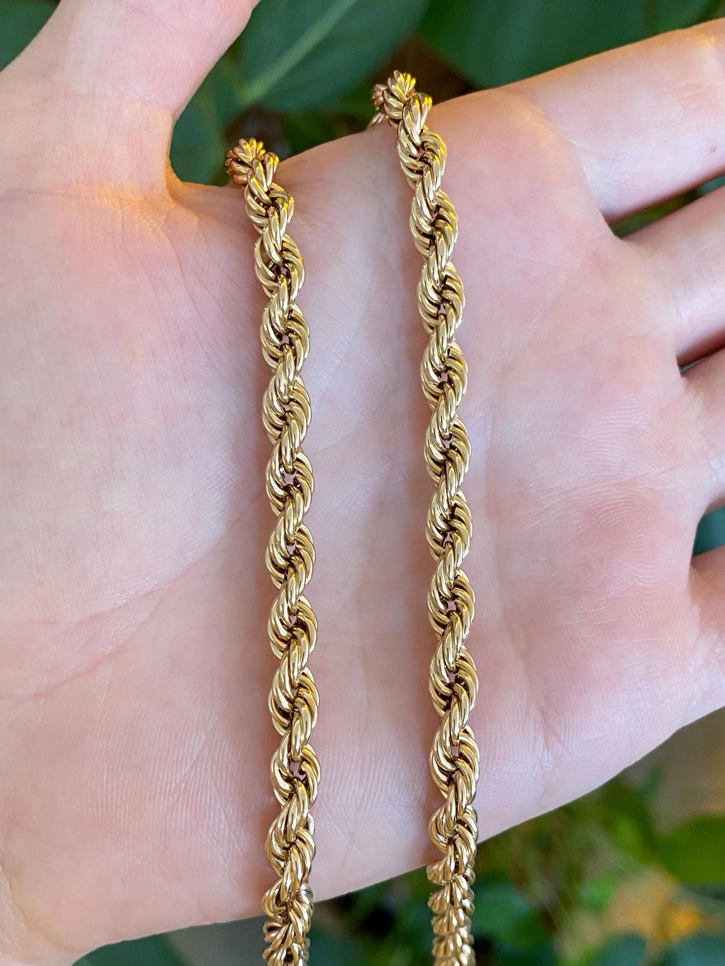 Vintage Solid 14k Yellow Gold Chunky Rope Chain Necklace - 18.75 inches
