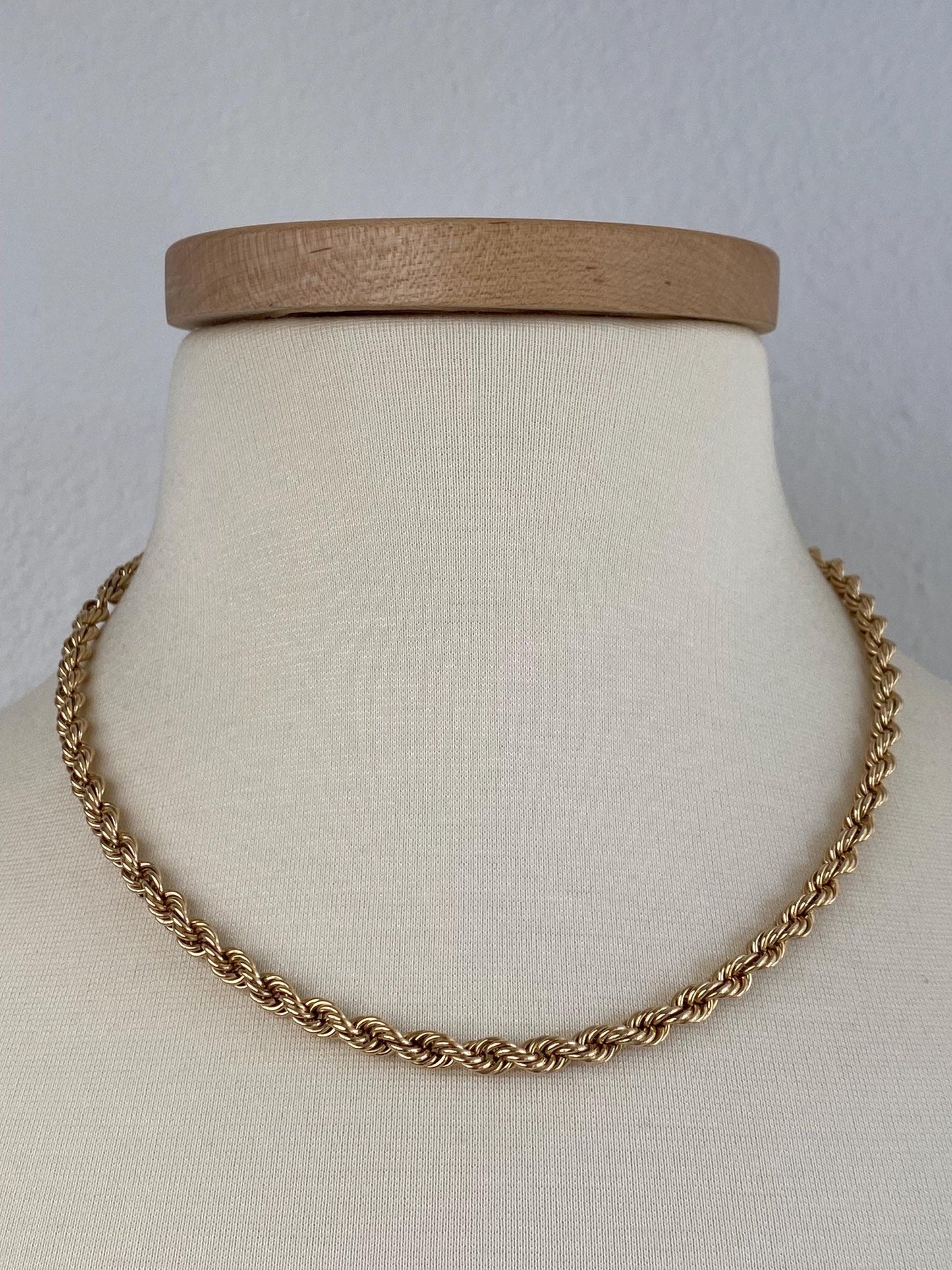 Vintage Solid 14k Yellow Gold Chunky Rope Chain Necklace - 18.75 inches