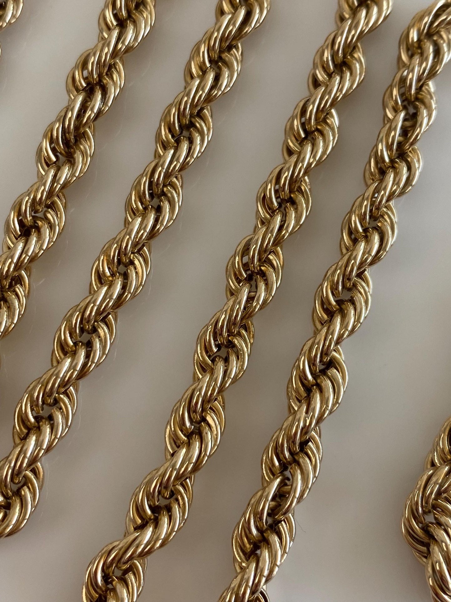Vintage Solid 14k Yellow Gold Chunky Rope Chain Necklace - 18.75 inches