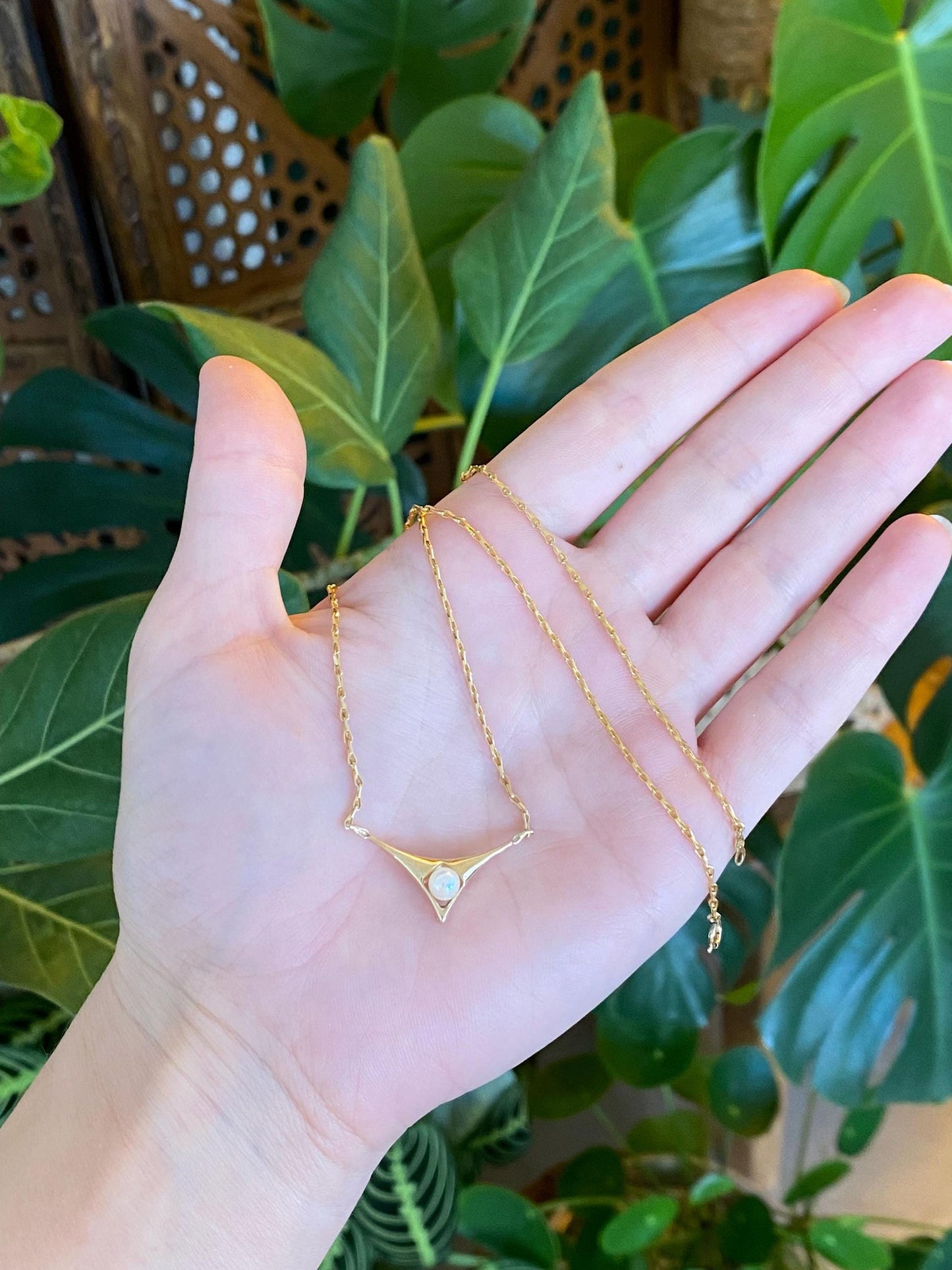 Vintage Solid 14k Yellow Gold Pearl Fancy Link Chain Necklace - 15.25 inches