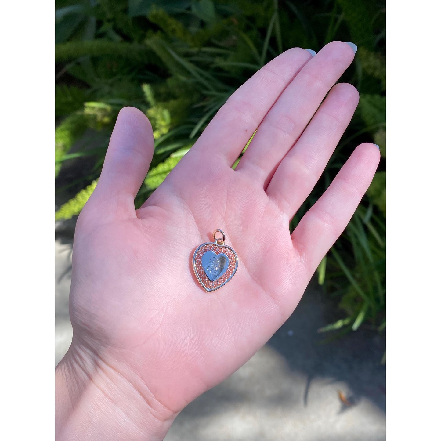 Solid 14k Yellow Gold Initial 'B' Heart Charm