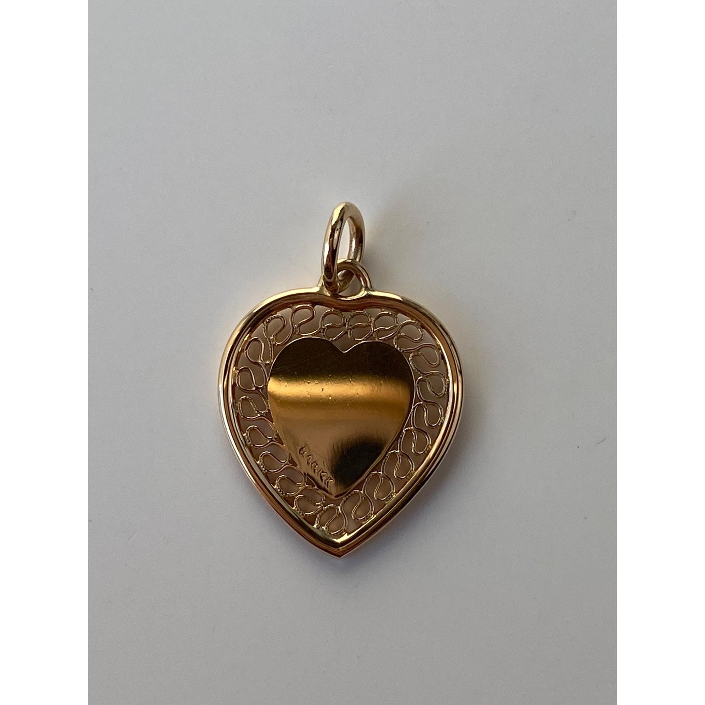 Solid 14k Yellow Gold Initial 'B' Heart Charm