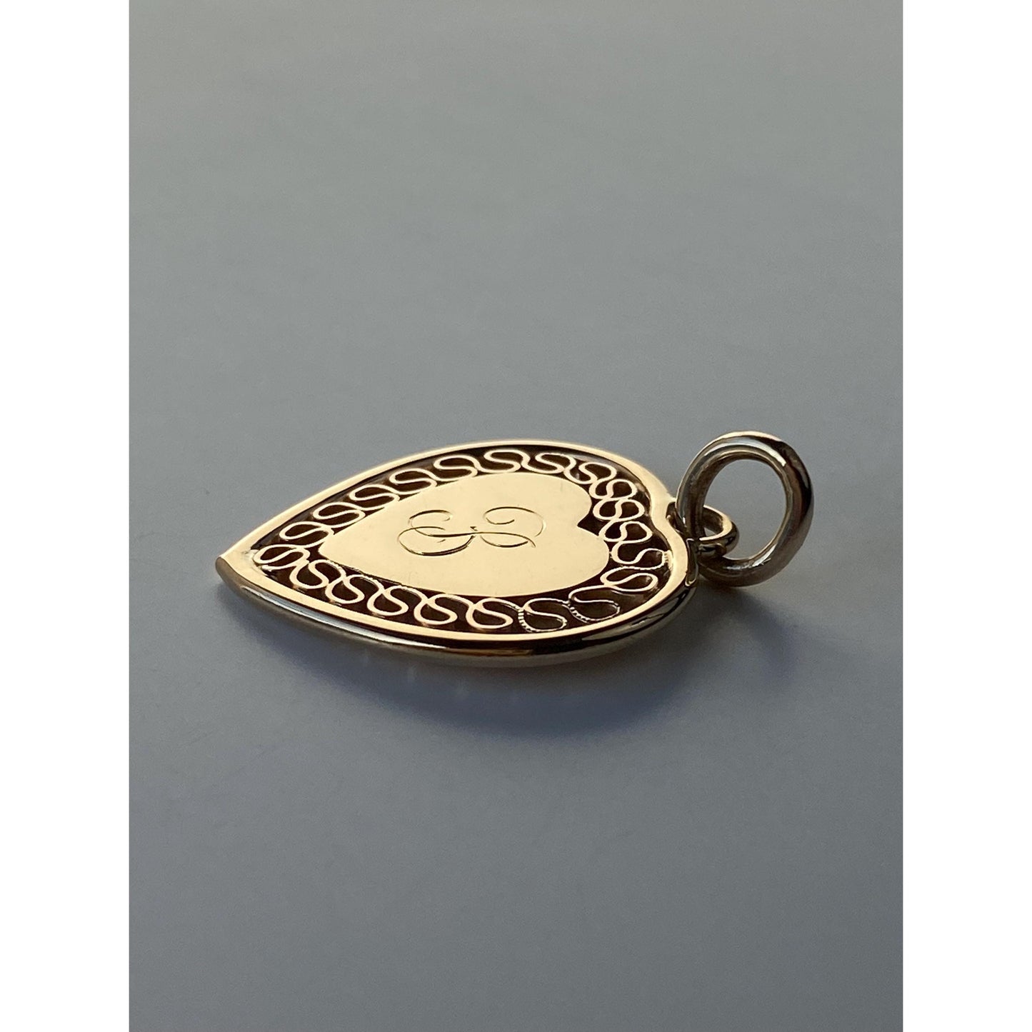 Solid 14k Yellow Gold Initial 'B' Heart Charm