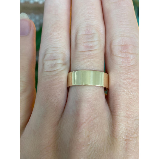 Vintage Solid 14k Yellow Gold Wide Ring Band - Size 7.75