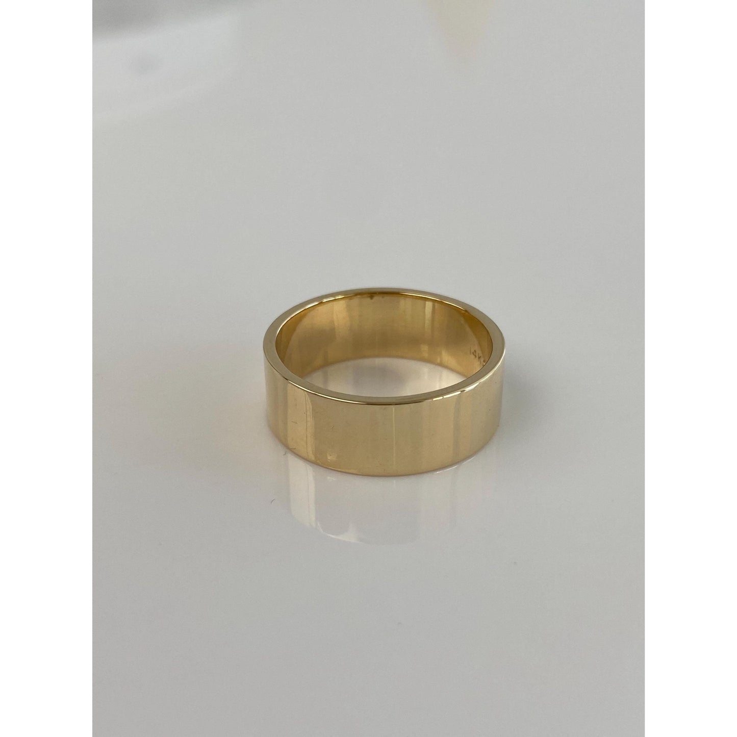 Vintage Solid 14k Yellow Gold Wide Ring Band - Size 7.75