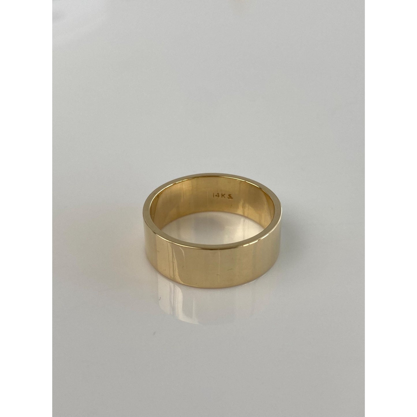 Vintage Solid 14k Yellow Gold Wide Ring Band - Size 7.75