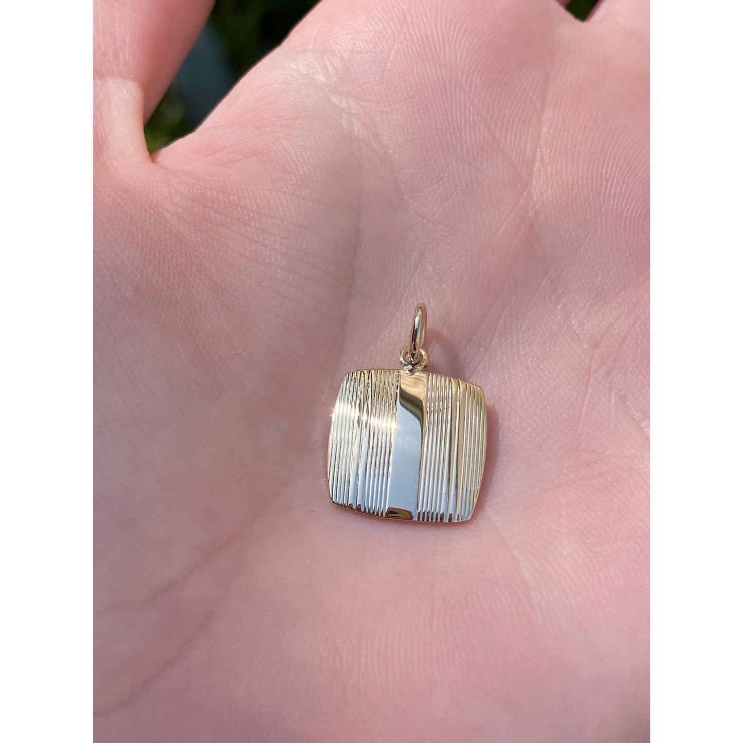 Vintage Solid 14k Yellow Gold Lined Cufflink Conversion Charm