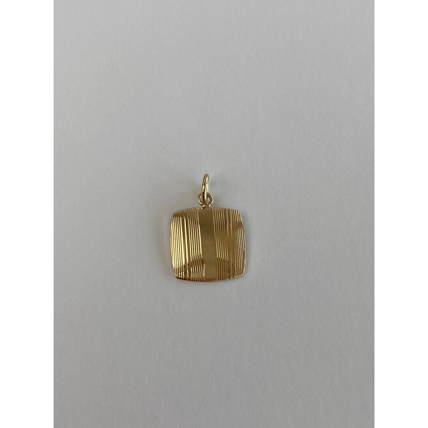 Vintage Solid 14k Yellow Gold Lined Cufflink Conversion Charm