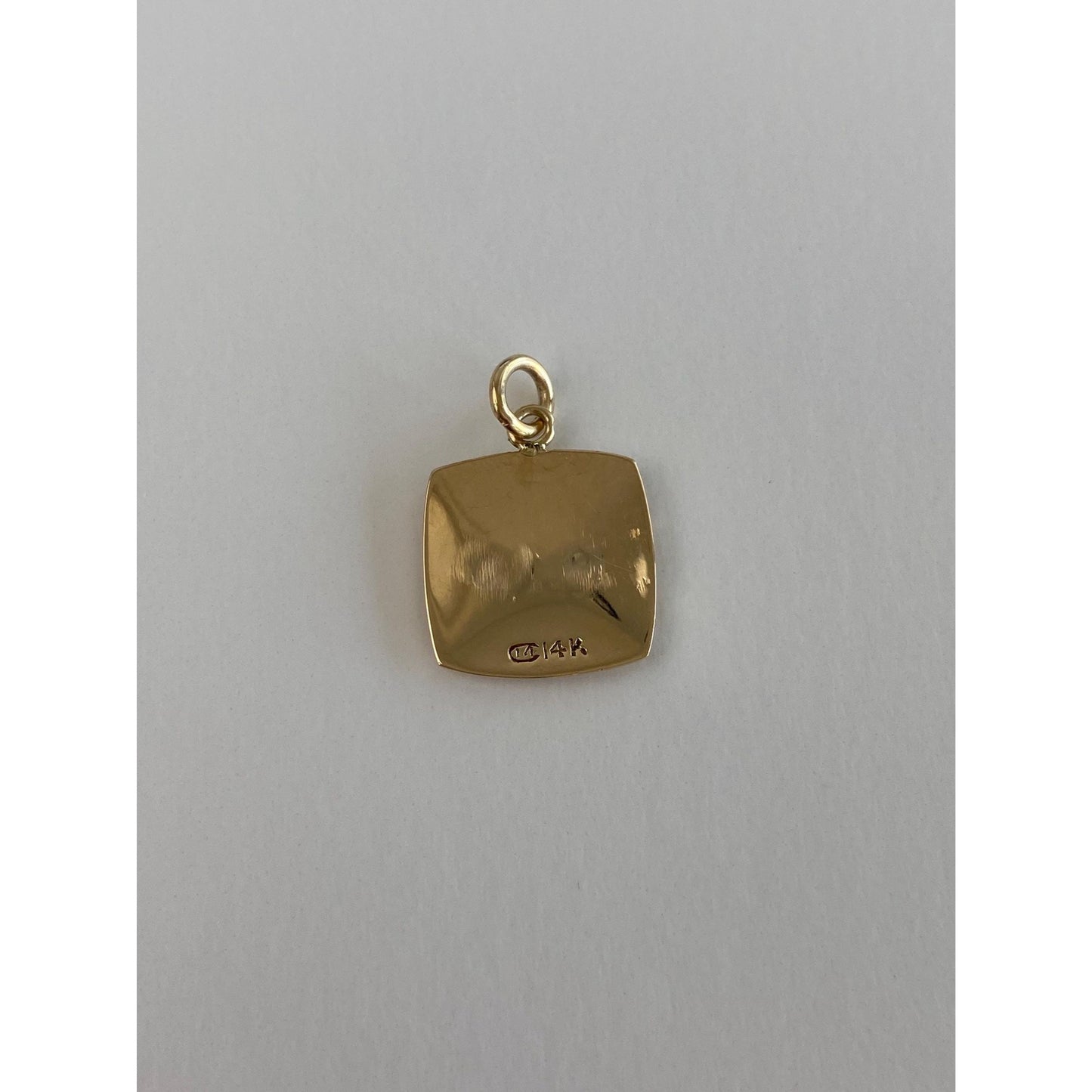 Vintage Solid 14k Yellow Gold Lined Cufflink Conversion Charm