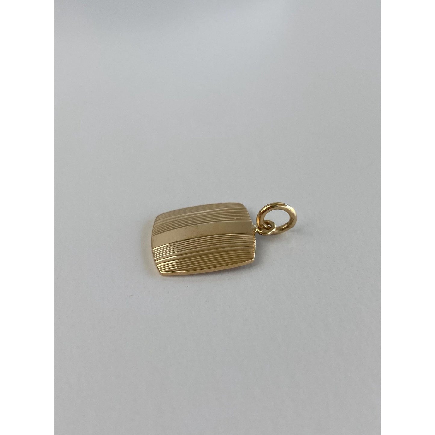 Vintage Solid 14k Yellow Gold Lined Cufflink Conversion Charm