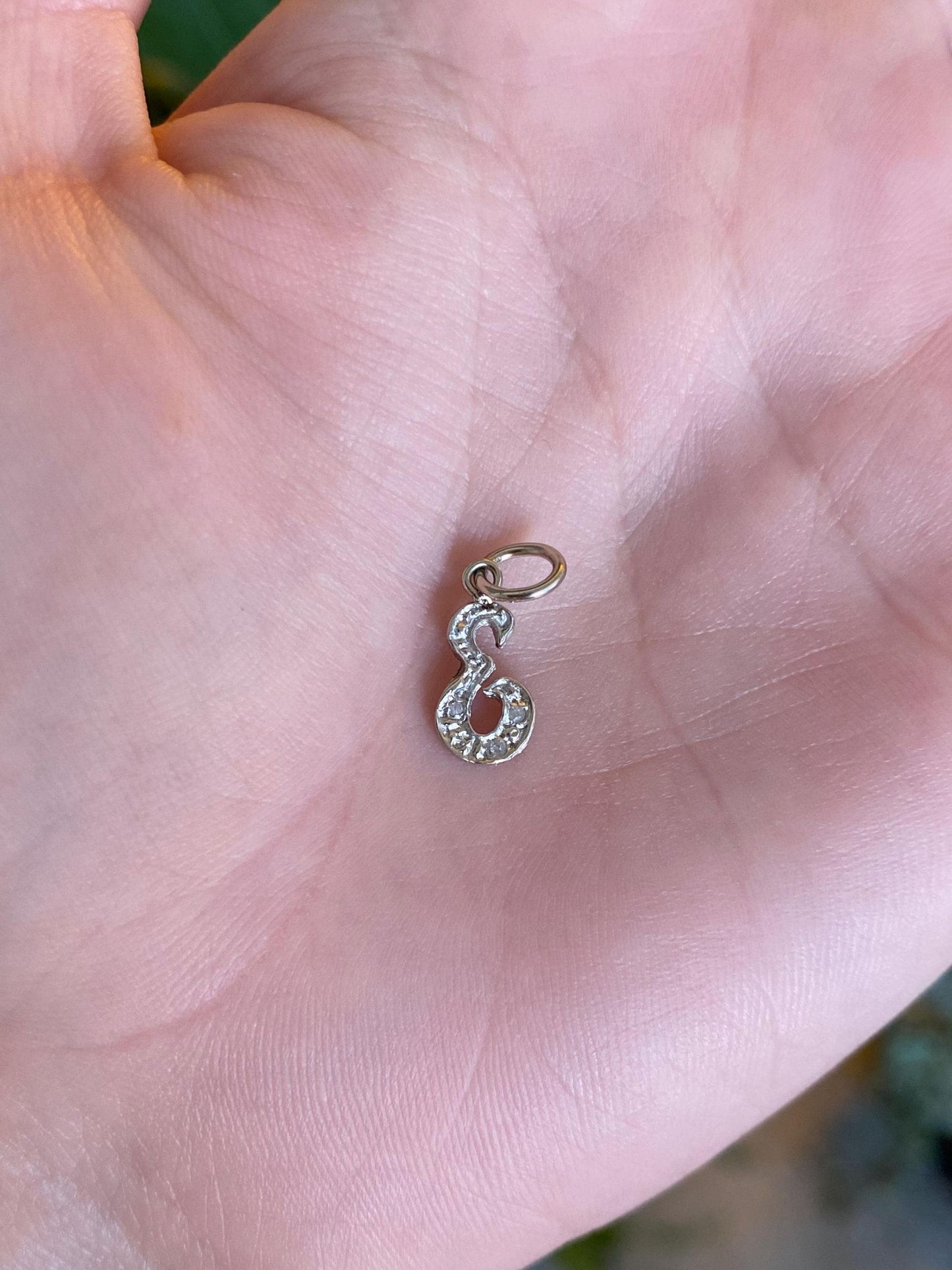 Vintage Solid 14k White Gold Initial 'E' Charm
