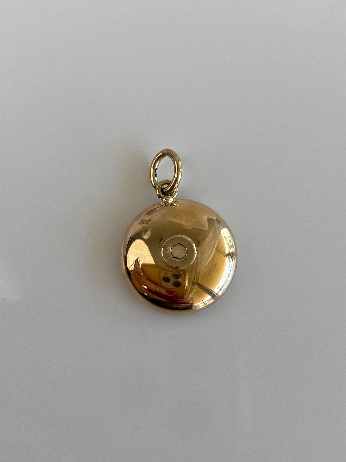 Vintage 14k White & Yellow Gold White Enamel Diamond MOP Cufflink Conversion Charm
