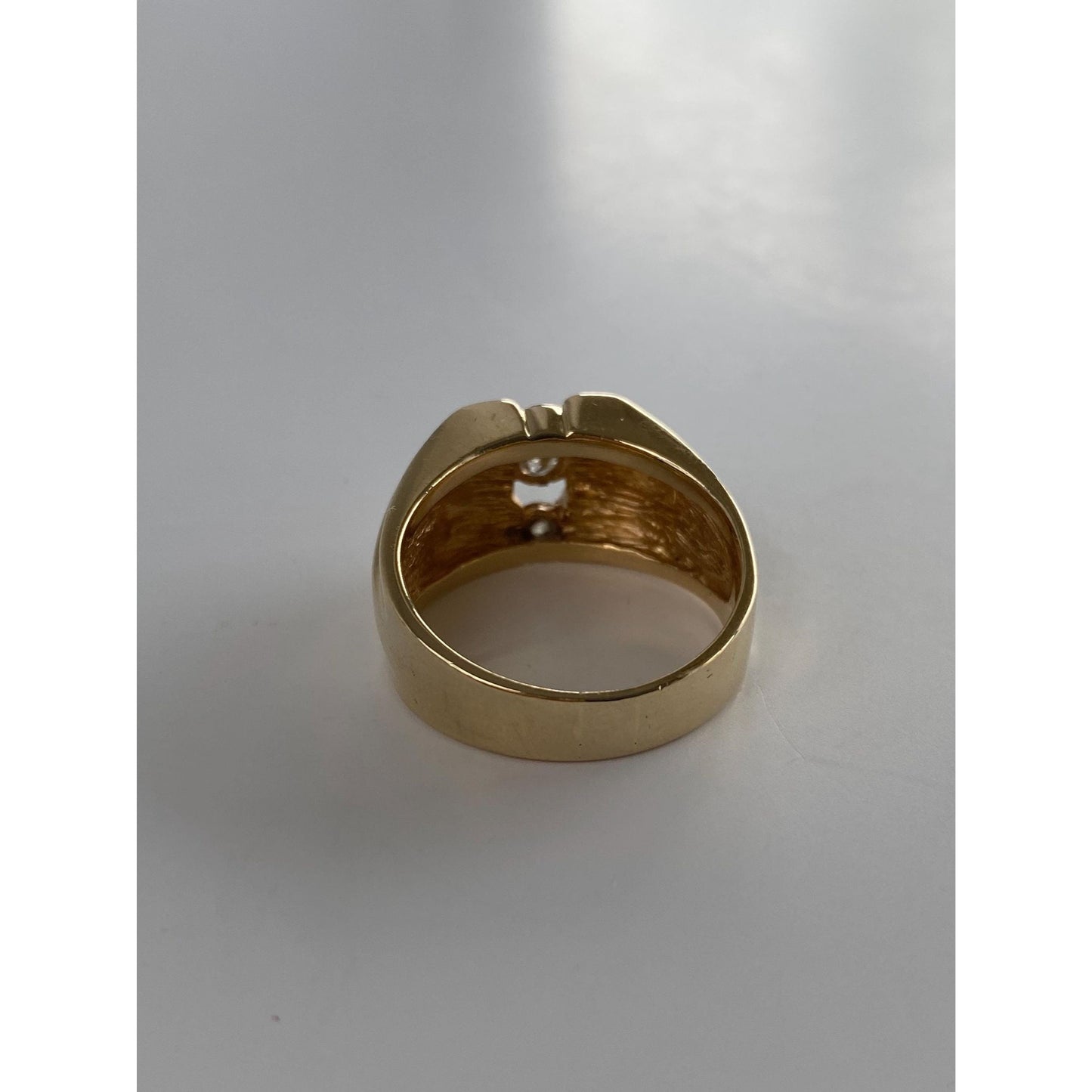 Vintage Solid 14k Yellow Gold Diamond Stepped Ring - Size 7.25