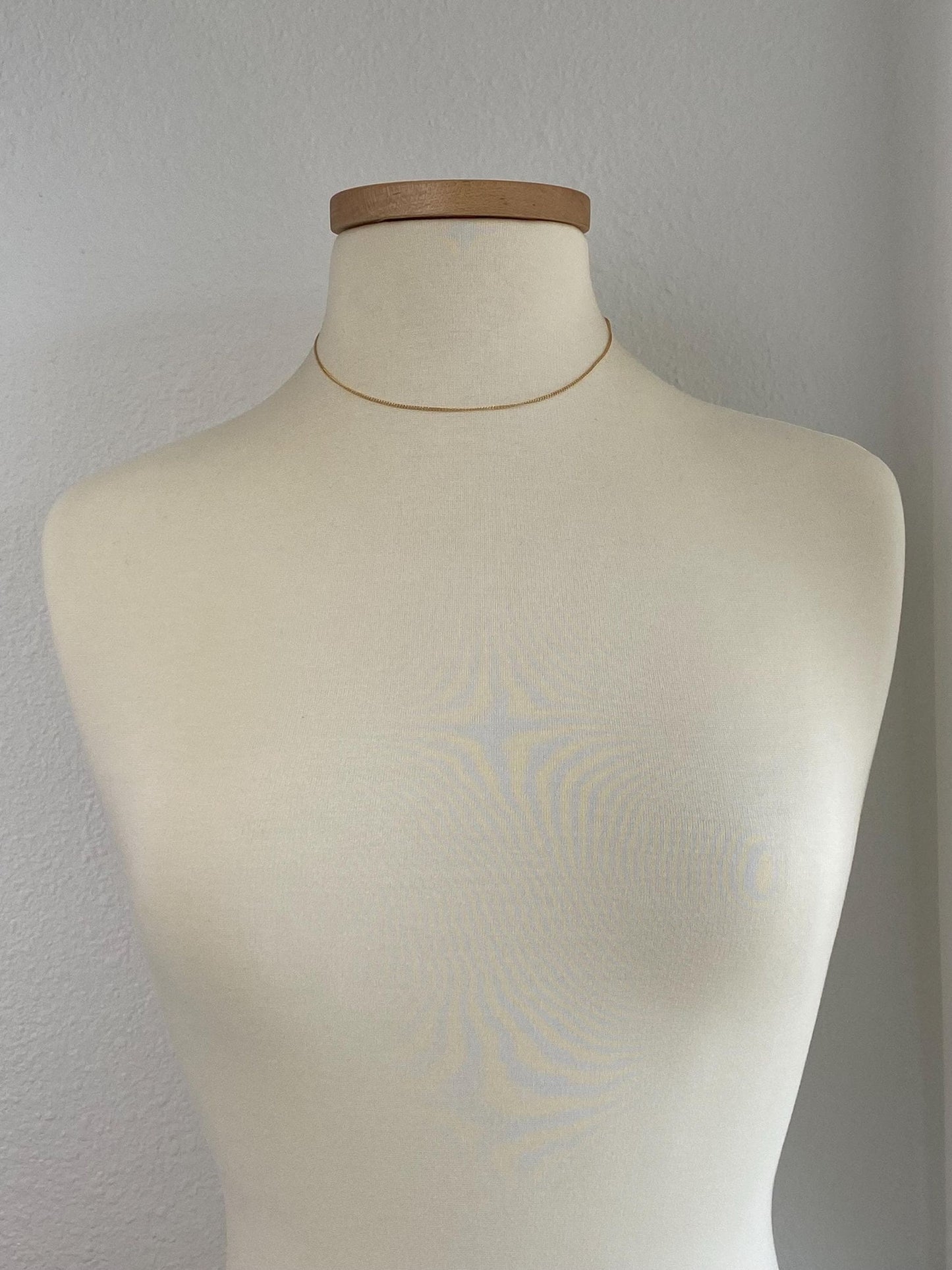Vintage Solid 14k Yellow Gold Dainty Curb Chain Necklace - 16 inches