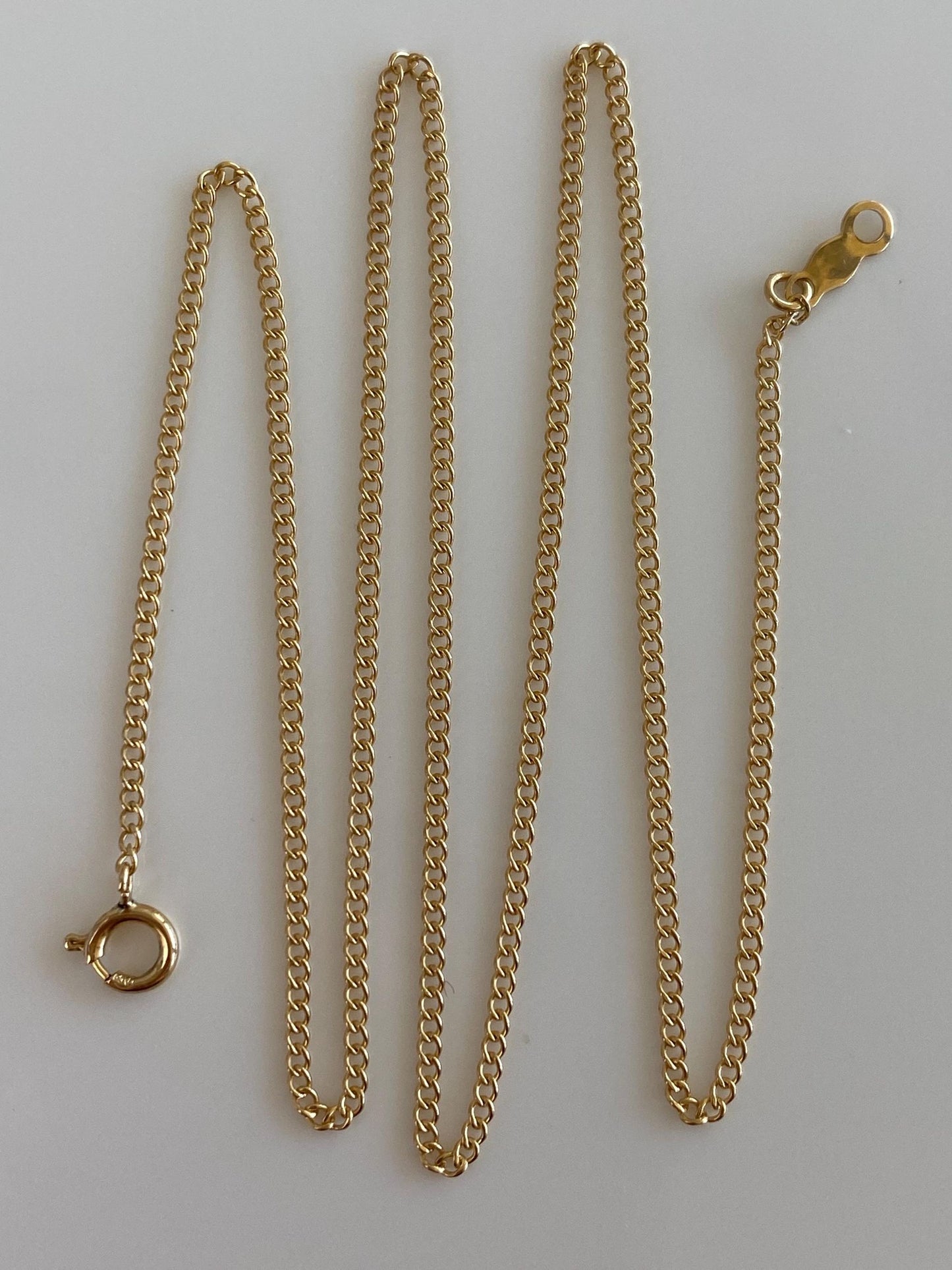 Vintage Solid 14k Yellow Gold Dainty Curb Chain Necklace - 16 inches