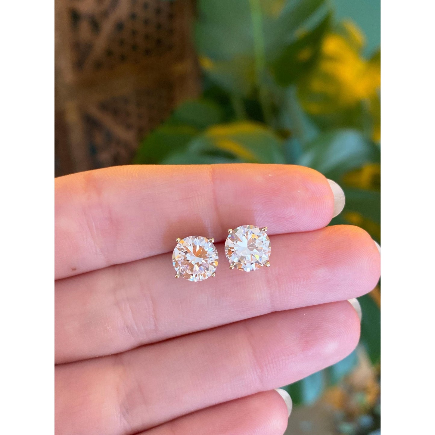 Solid 14k White Gold Cubic Zirconia Stud Earrings