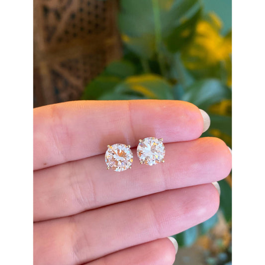 Solid 14k White Gold Cubic Zirconia Stud Earrings