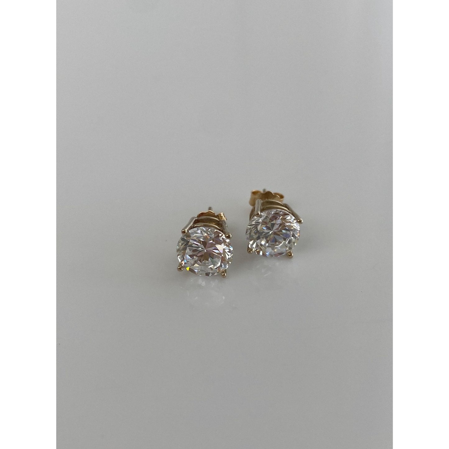 Solid 14k White Gold Cubic Zirconia Stud Earrings