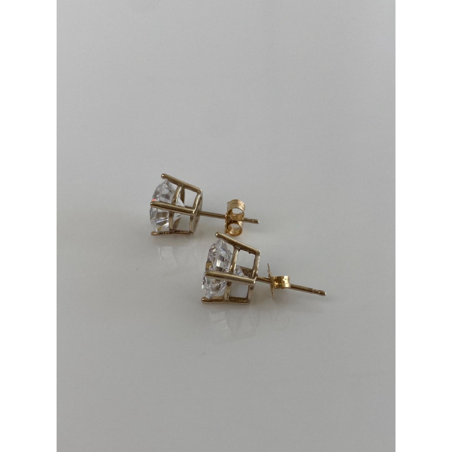 Solid 14k White Gold Cubic Zirconia Stud Earrings