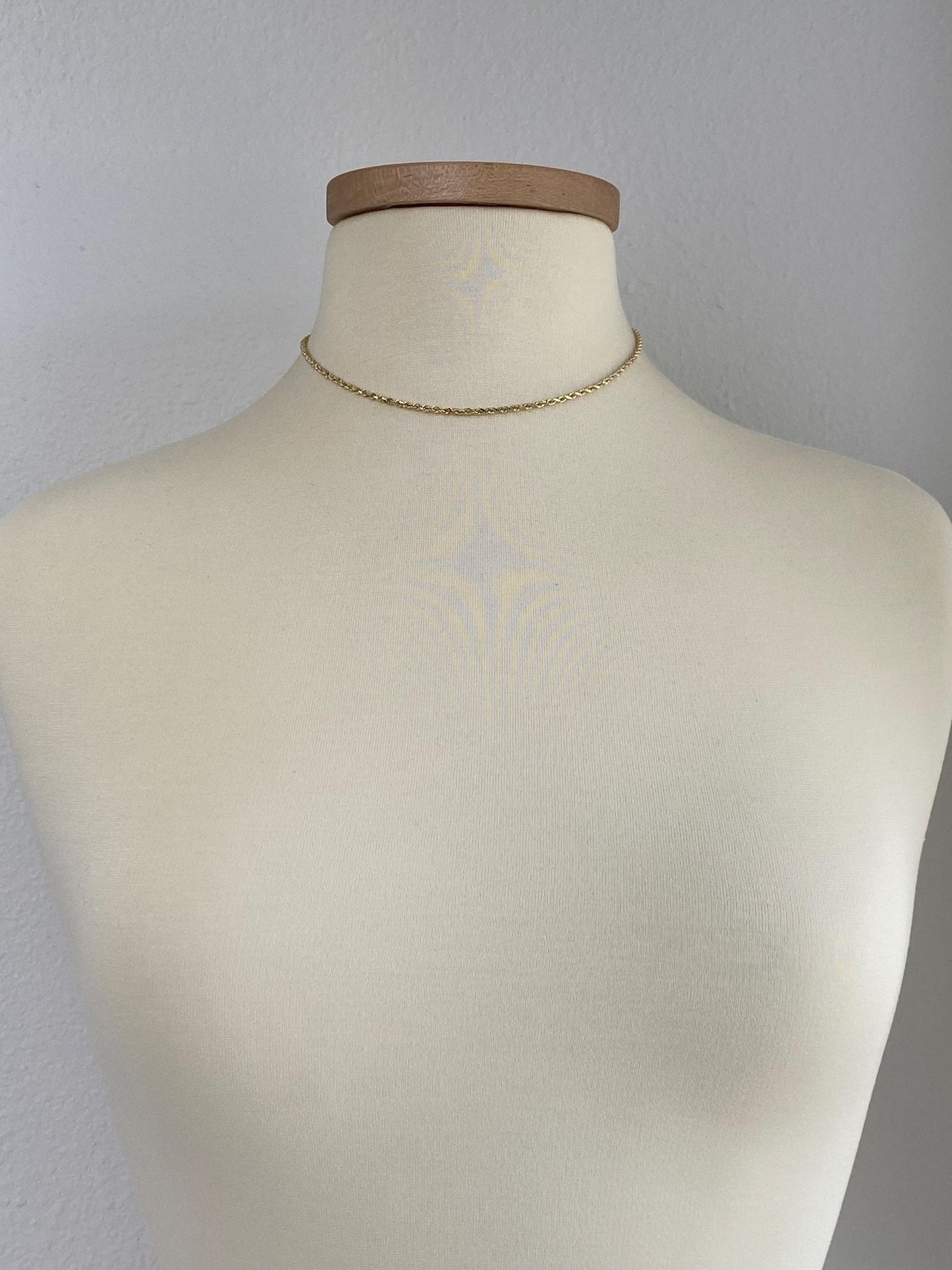 Vintage Solid 14k Yellow Gold Rope Chain Necklace - 16 inches