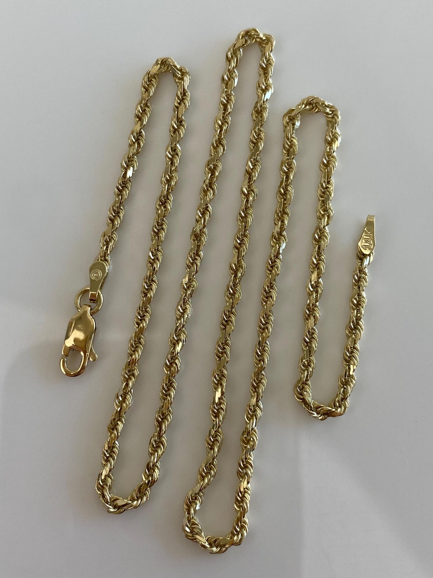 Vintage Solid 14k Yellow Gold Rope Chain Necklace - 16 inches