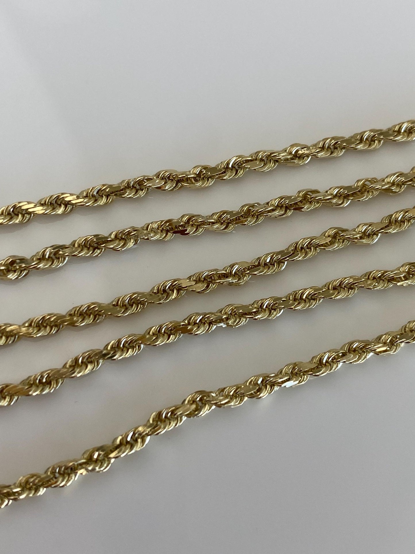 Vintage Solid 14k Yellow Gold Rope Chain Necklace - 16 inches