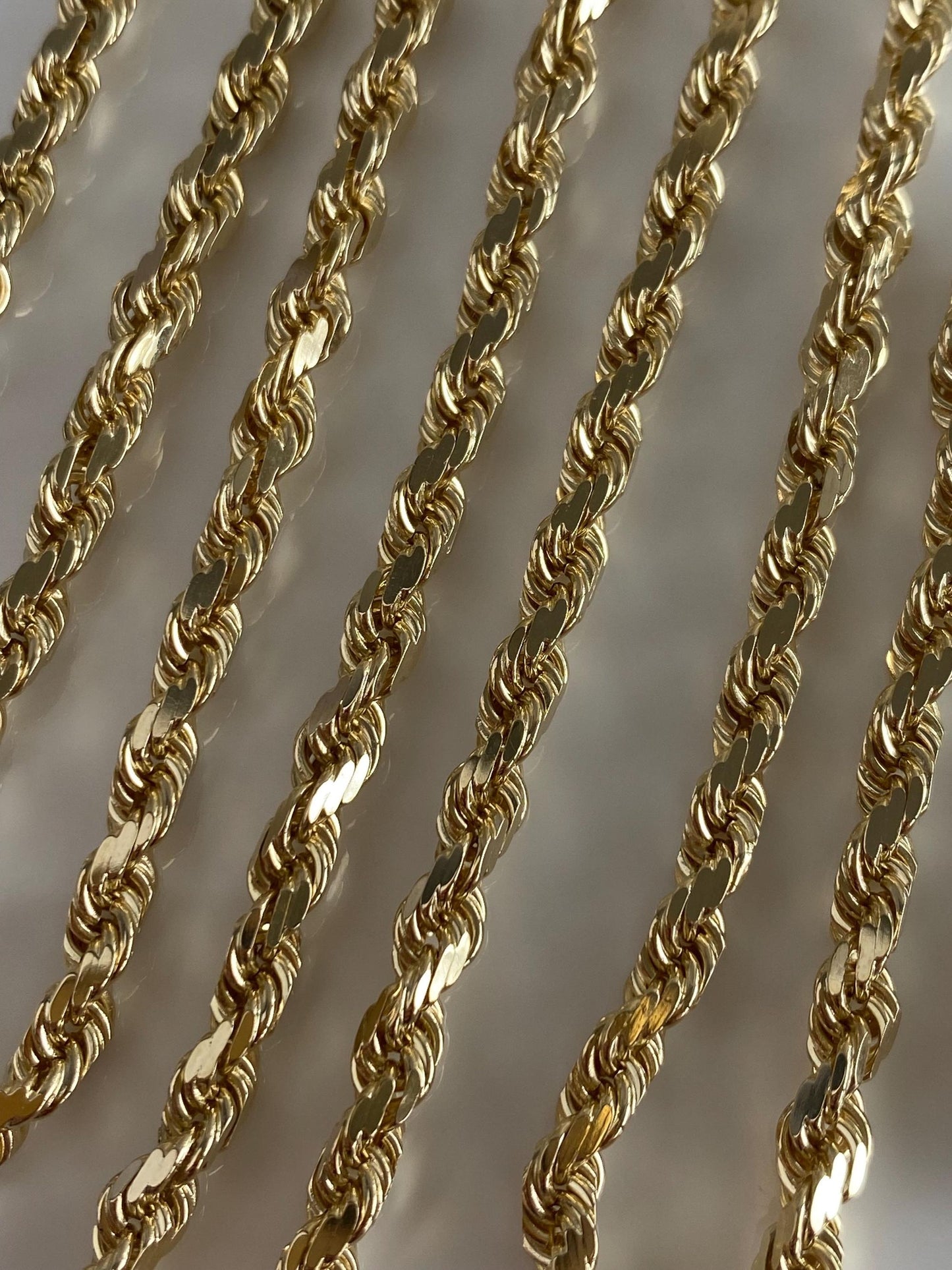 Vintage Solid 14k Yellow Gold Long Diamond Cut Rope Chain Necklace - 24.25 inches
