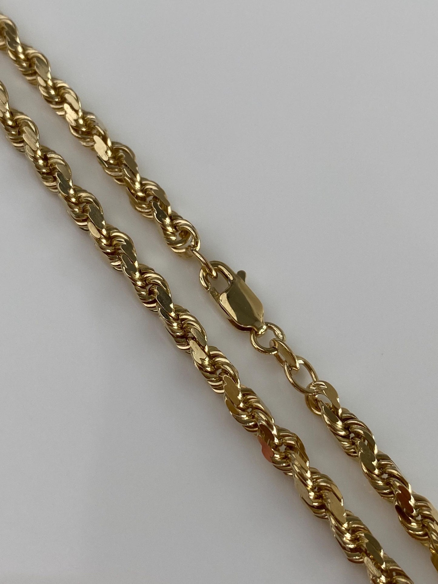 Vintage Solid 14k Yellow Gold Long Diamond Cut Rope Chain Necklace - 24.25 inches