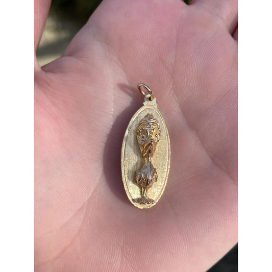 Vintage Solid 14k Yellow Gold 'Who's Worried?' Duck Charm