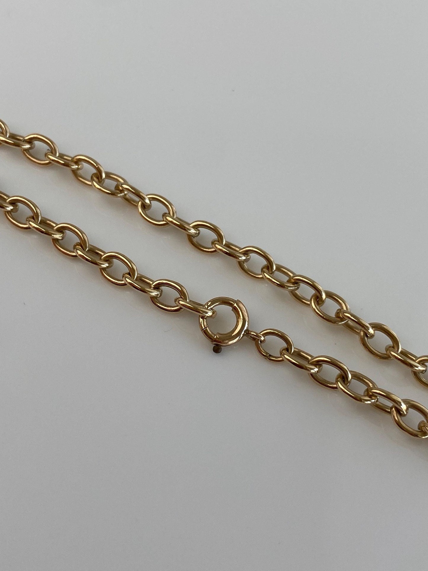 Vintage Solid 14k Yellow Gold Cable Link Charm Bracelet - 7.25 inches