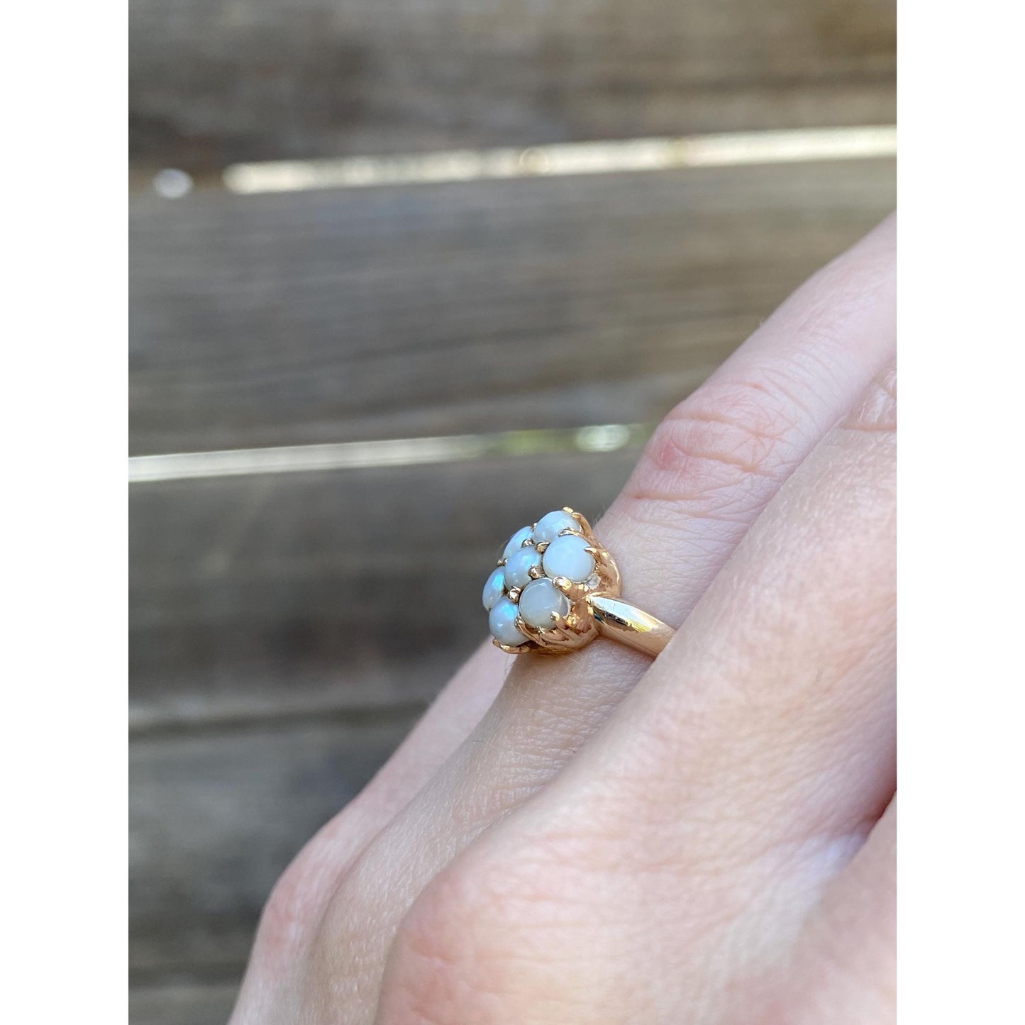 Vintage Solid 14k Yellow Gold Pearl Cluster Ring - Size 5.75