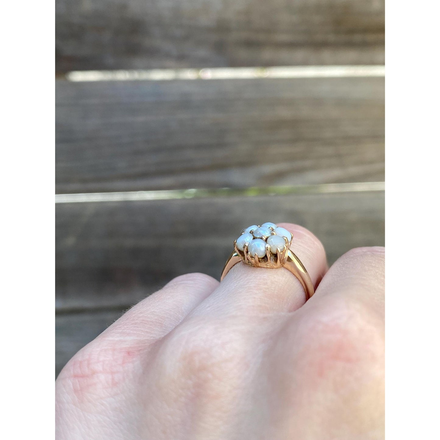 Vintage Solid 14k Yellow Gold Pearl Cluster Ring - Size 5.75