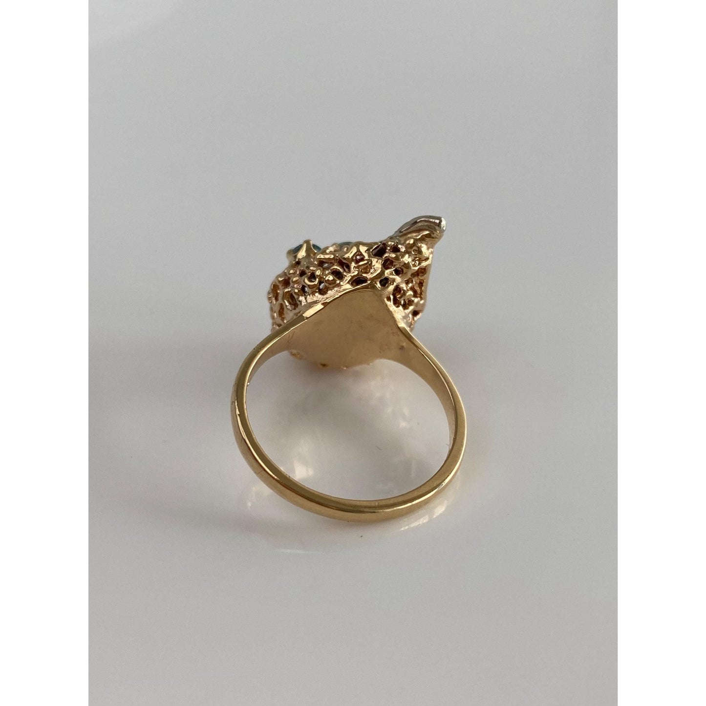 Vintage Solid 14k White & Yellow Gold Diamond Topaz Bouquet Ring - Size 7.25