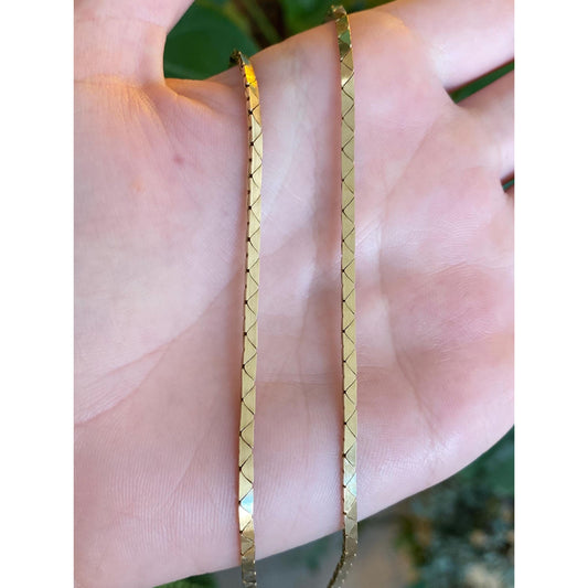 Vintage Solid 14k Yellow Gold Chunky Triangle Link Chain Necklace - 18 inches