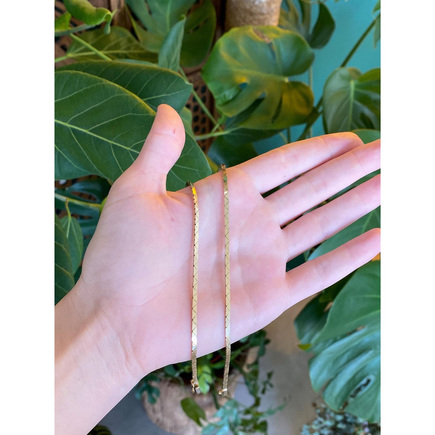 Vintage Solid 14k Yellow Gold Chunky Triangle Link Chain Necklace - 18 inches