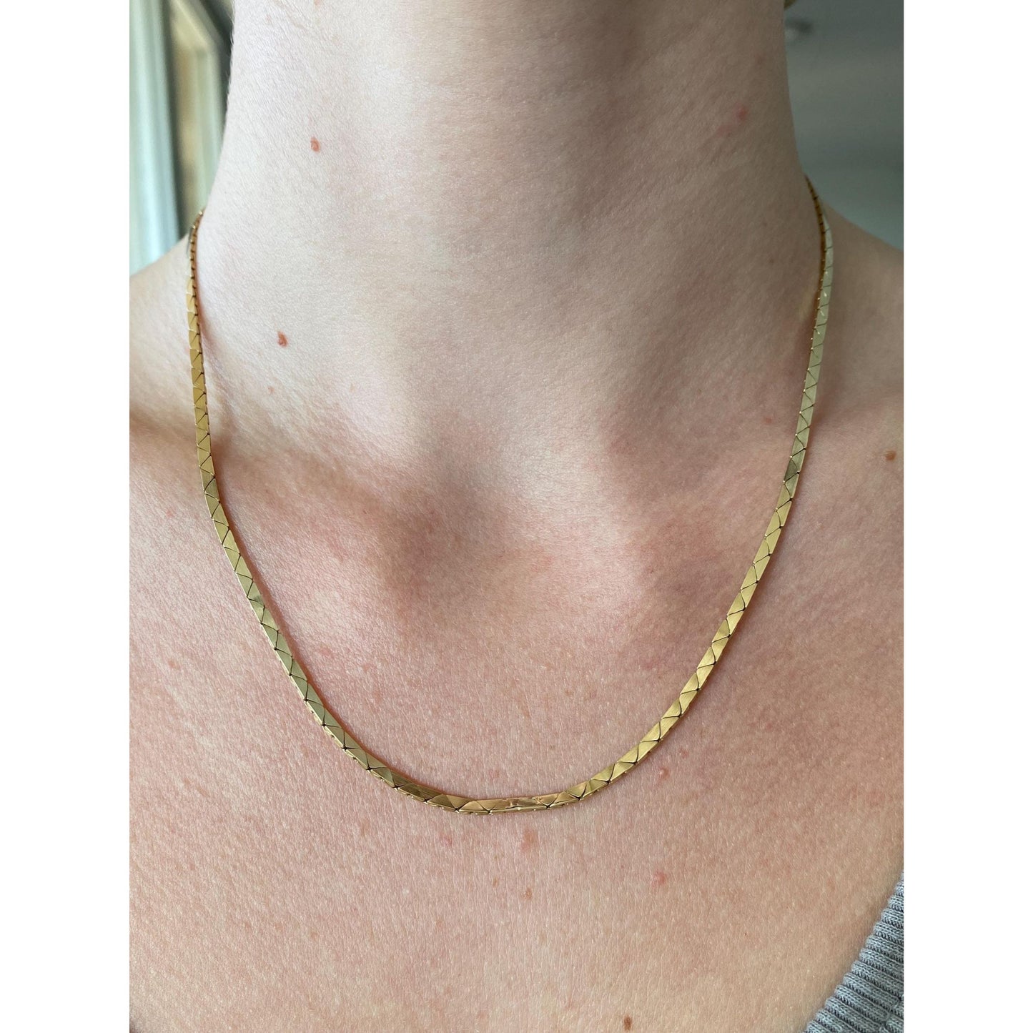 Vintage Solid 14k Yellow Gold Chunky Triangle Link Chain Necklace - 18 inches