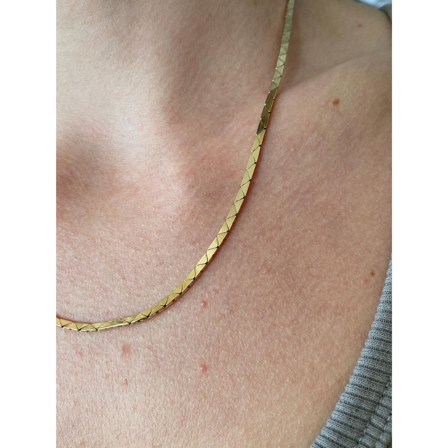 Vintage Solid 14k Yellow Gold Chunky Triangle Link Chain Necklace - 18 inches