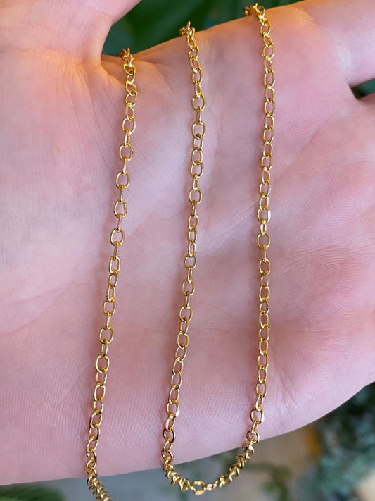 Vintage Solid 14k Yellow Gold Cable Chain Necklace - 24 inches