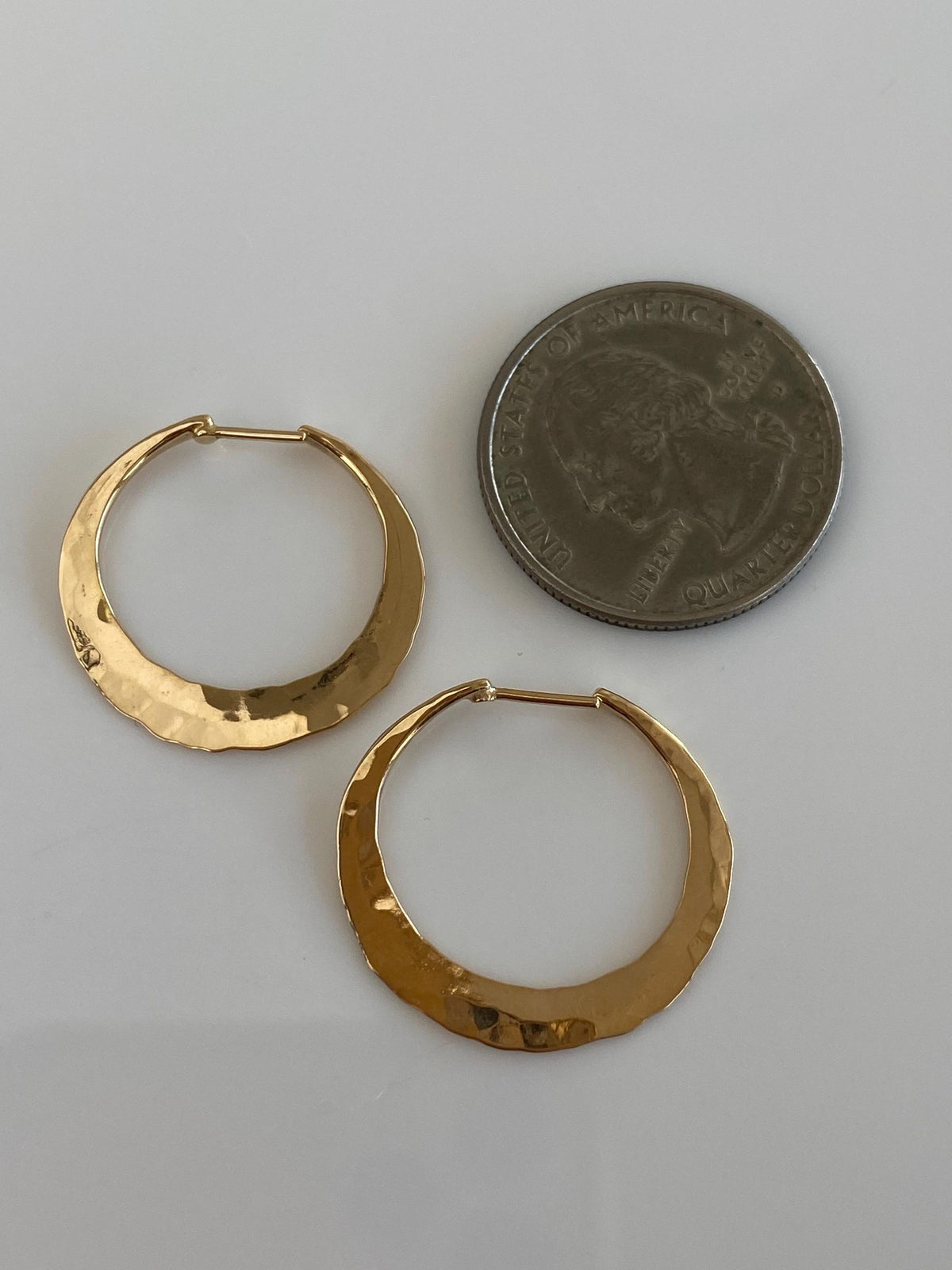 Vintage Solid 14k Yellow Gold Small Forged Hoop Earrings
