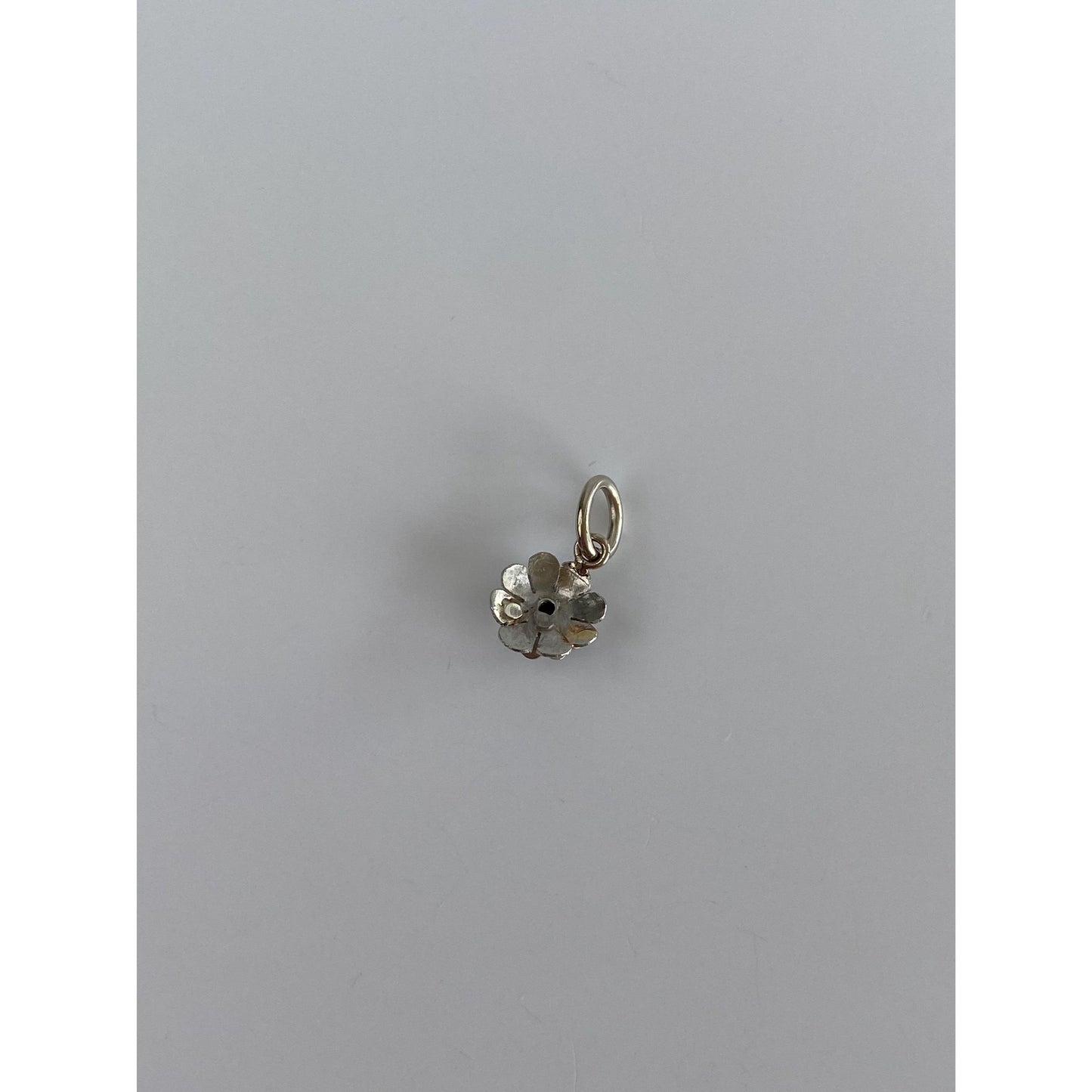 Solid 14k White Gold Diamond Flower Charm